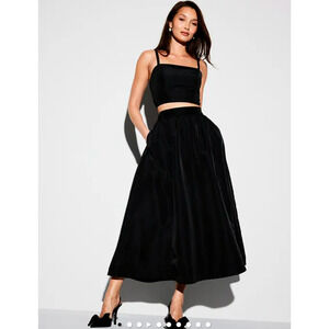 Old Navy The Occasion Black Taffeta Midi Skirt